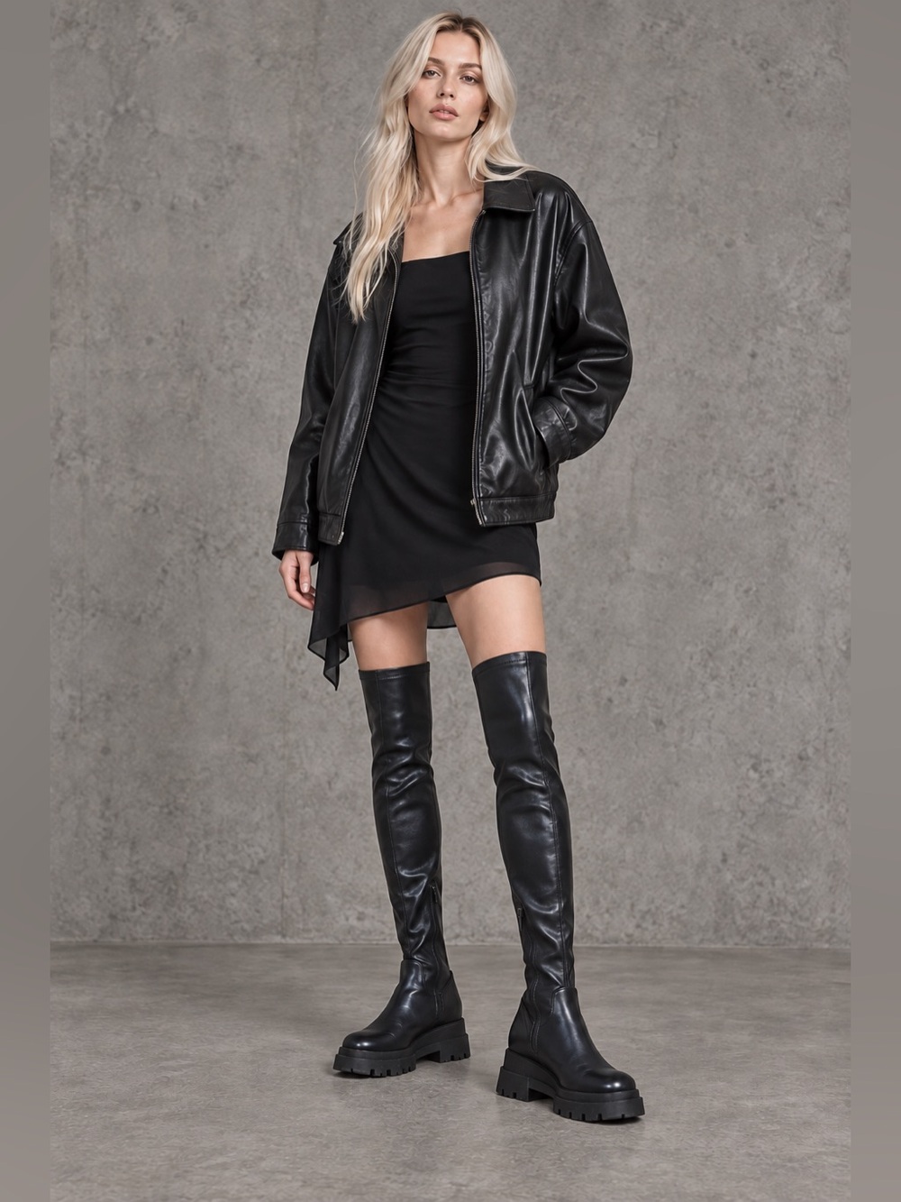 Call It Spring Black Over-the-Knee Platform Lug Boots size 9